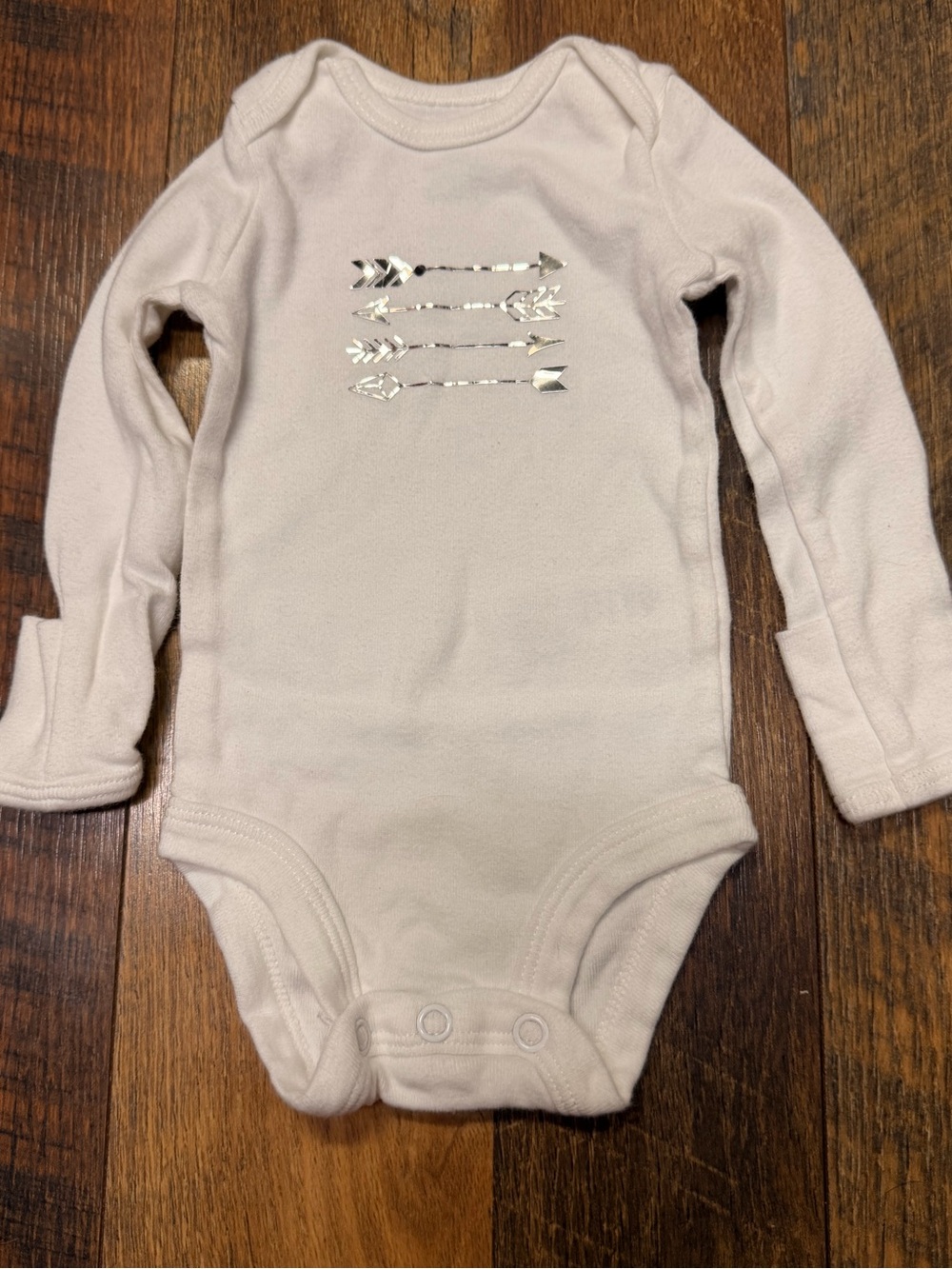 Carter's Long Sleeve One-Piece in Light Pink with Silver Arrow Details